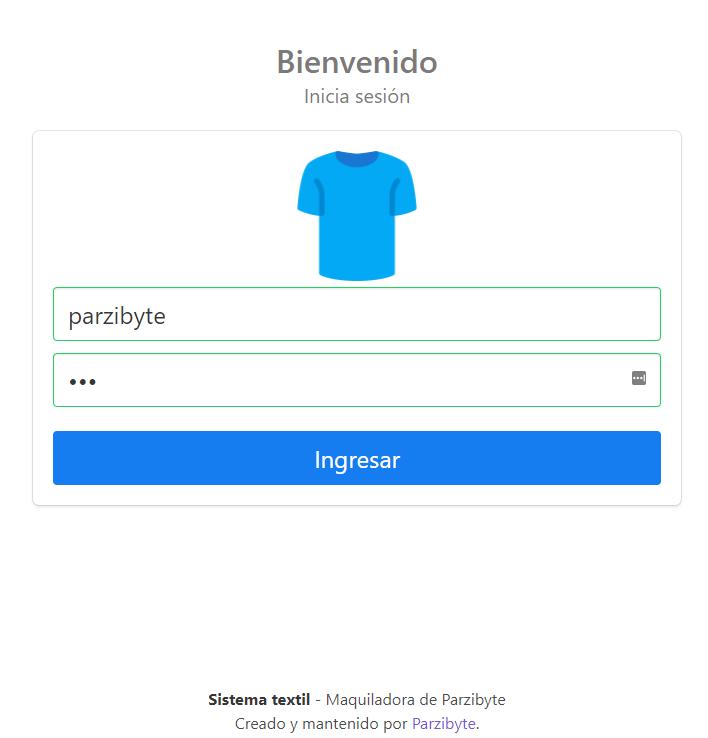 Iniciar sesión en sistema para maquiladoras