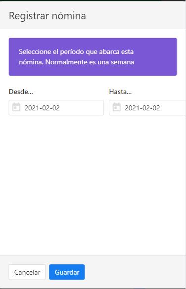 Registrar nueva nómina
