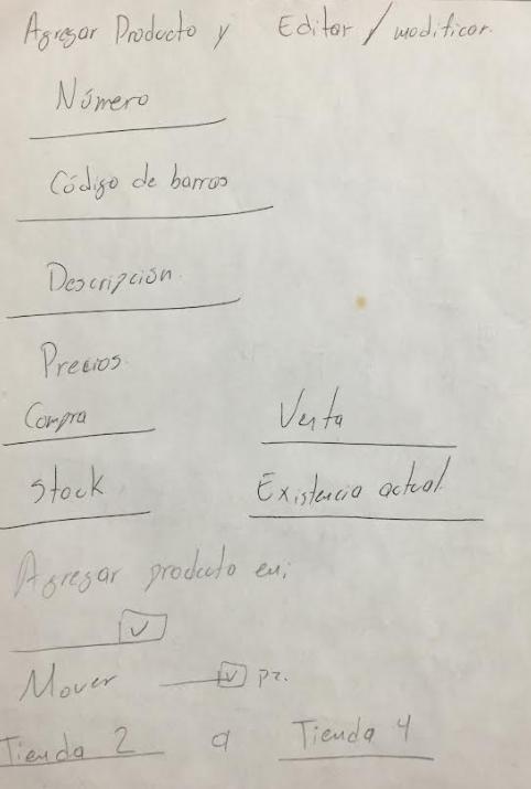 Boceto hecho a mano para solicitar programación de sistema
