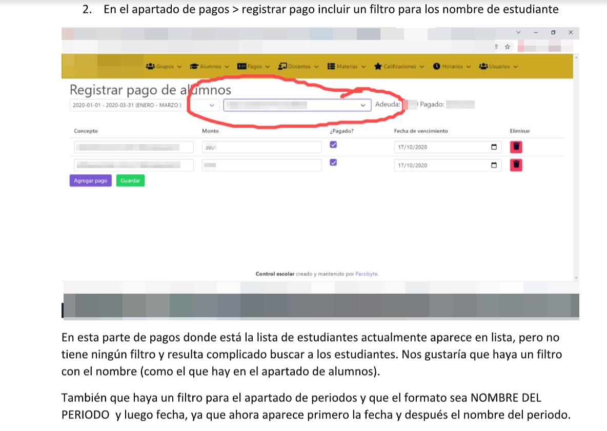 Ejemplo de solicitud de modificación de software
