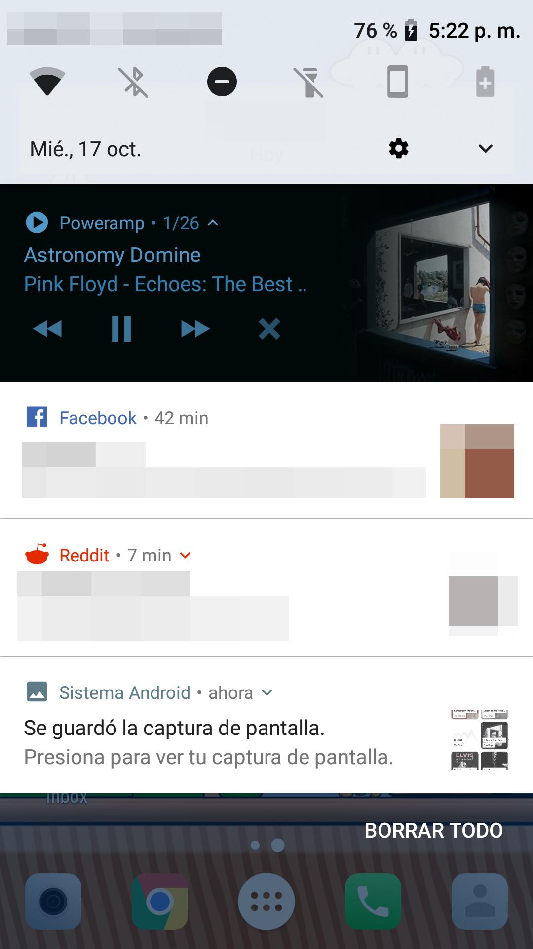 Notificación de Poweramp funcionando