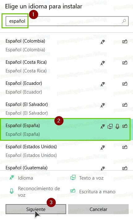 4 - Instalar idioma español de España