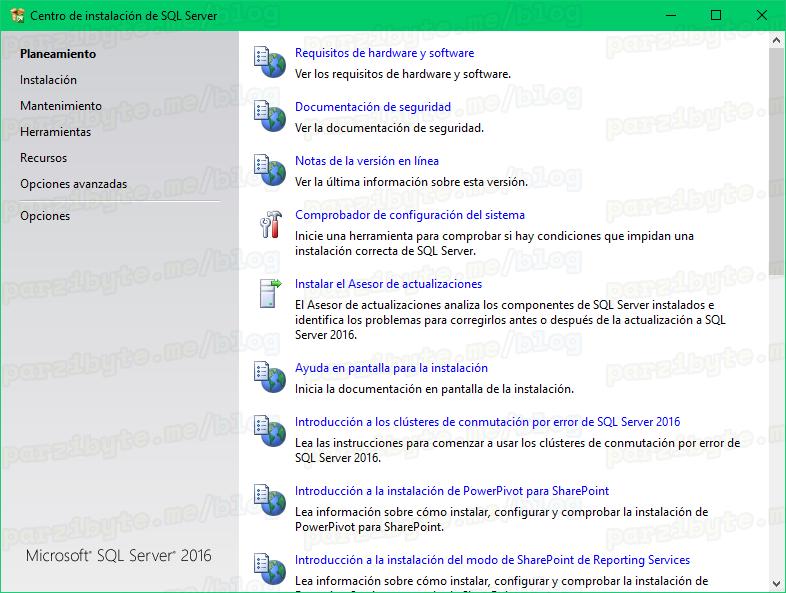 7 - Listo para instalar SQL Server 2016 con idioma español de España