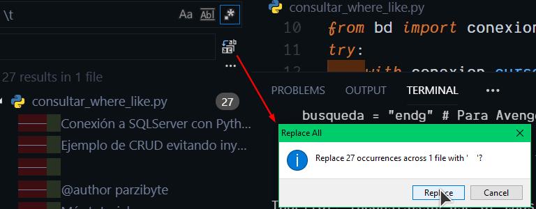 Confirmar remplazo