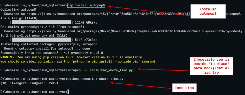 Formatear archivo de Python con autopep8