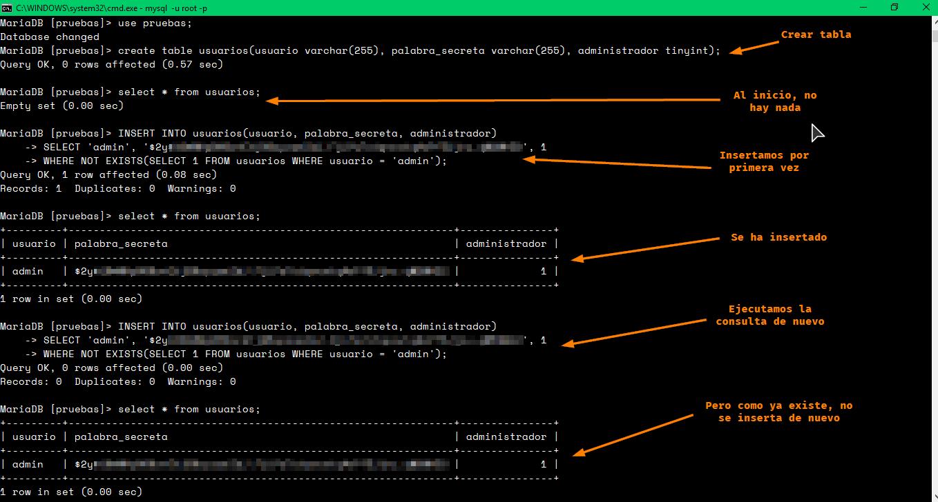 Insertar si no existe en SQL