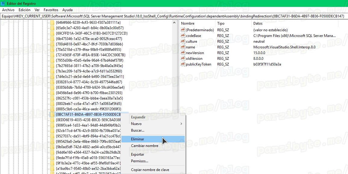 2 - Eliminar clave del registro