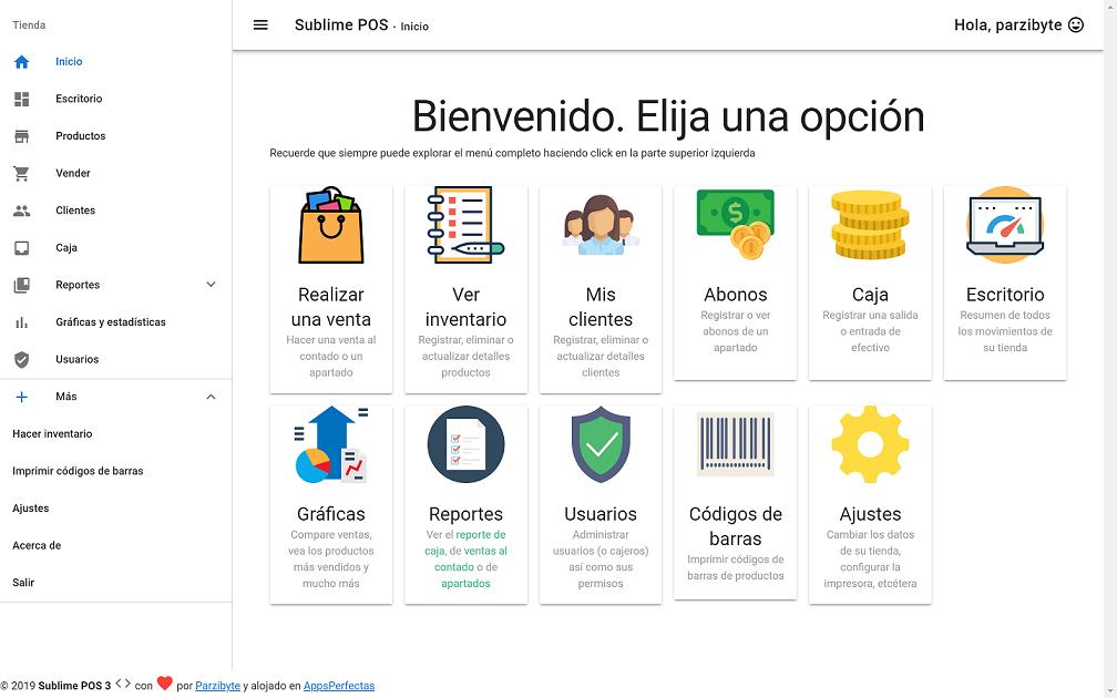 Pantalla principal de Sublime Pos 3