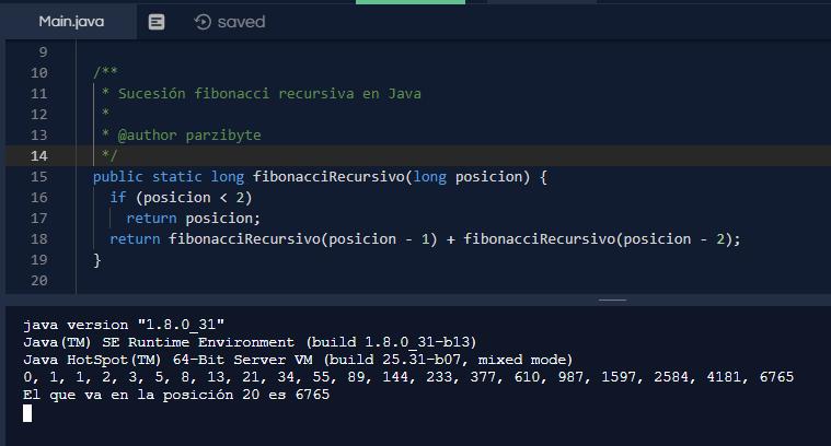 Fibonacci recursivo y con ciclos en Java