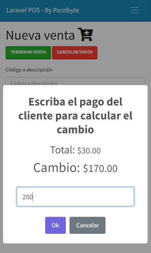 Sweetalert 2 y ventas - mostrar cambio calculado según importe y pago de cliente