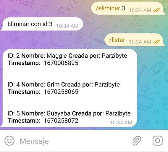 Eliminar registro de base de datos con bot de Telegram, MySQL y JavaScript