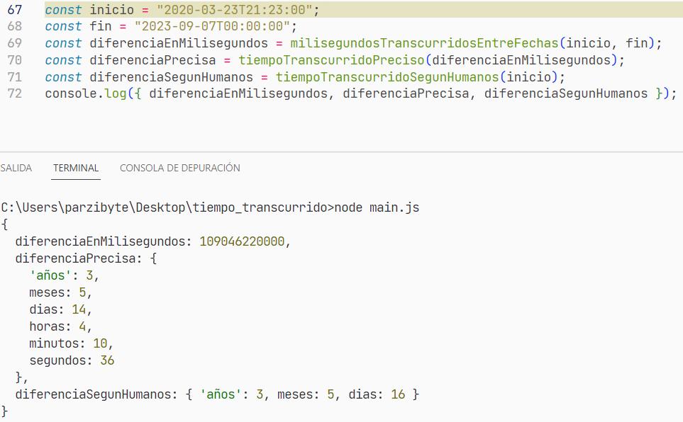 Tiempo transcurrido entre 2 fechas con JavaScript