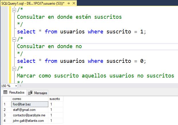 Booleanos en SQL Server - Tipo de dato bit