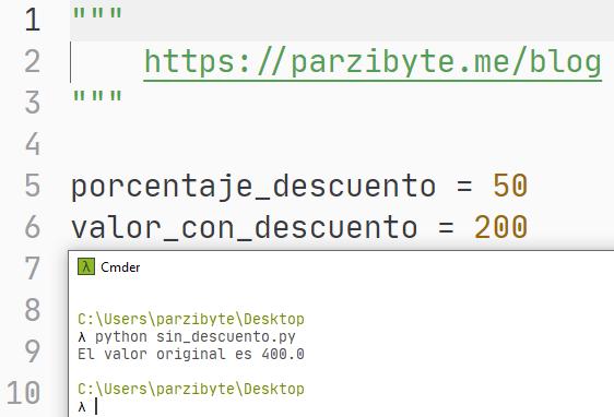 Calcular valor original sin aplicar porcentaje de descuento con Python
