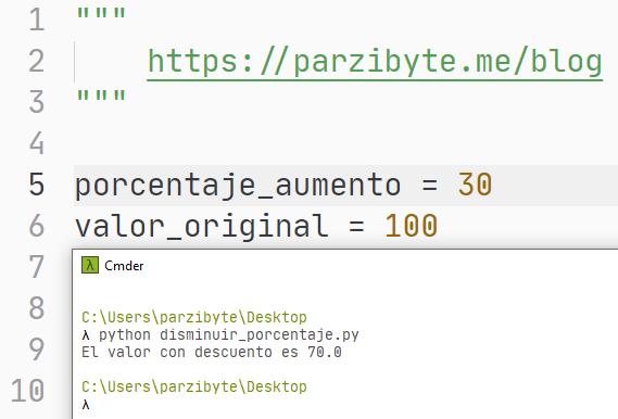 Python - Aplicar descuento con porcentaje
