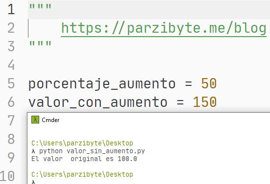 Python - Obtener valor original conociendo porcentaje y valor con aumento