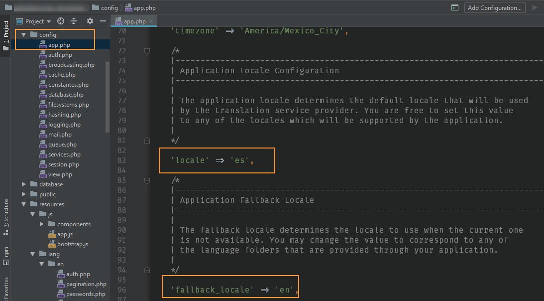 Cambiar idioma de Laravel
