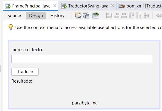Diseñando traductor con interfaz gráfica en Java