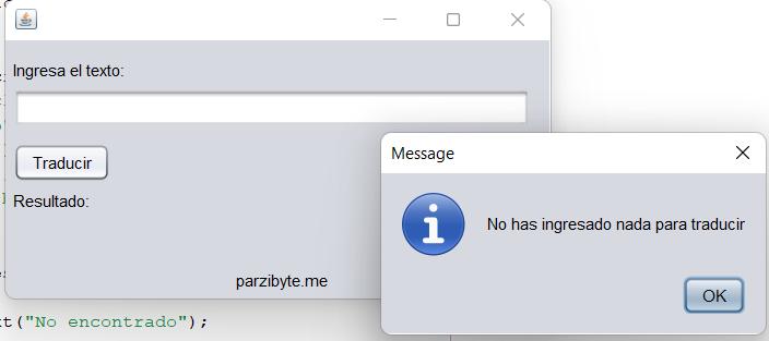 Error de traducción en Java - No hay texto para traducir