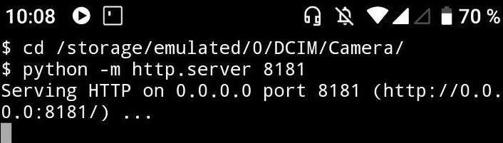 Iniciar servidor Python en Termux