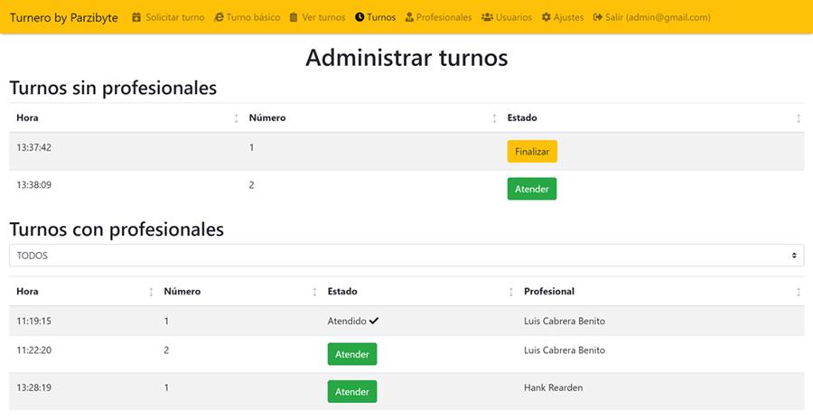 Este módulo es para administrar los turnos y atenderlos