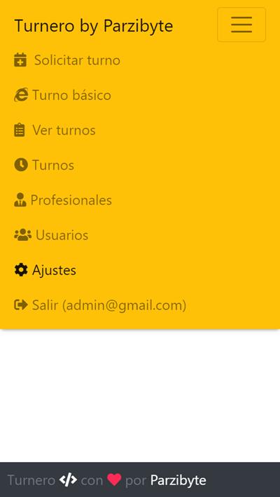 Cuando la pantalla es pequeña, el menú se colapsa y muestra de manera vertical