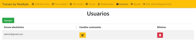 Usuarios con acceso al control de turnos en PHP