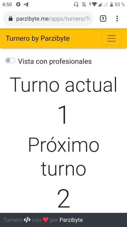 Software de control de turnos sobre Chrome en Android 9