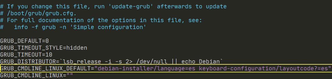 Configuración por defecto de grub en ubuntu