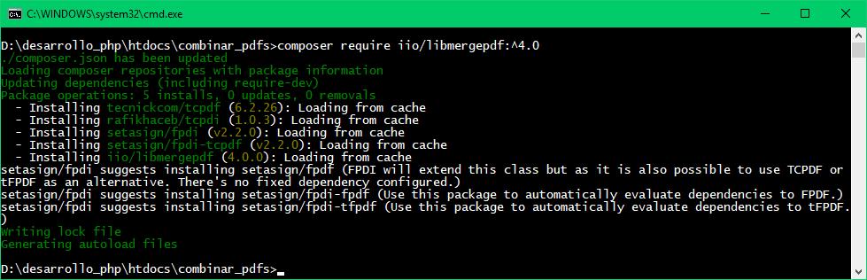 Instalar librería para combinar PDF con PHP - libmergepdf
