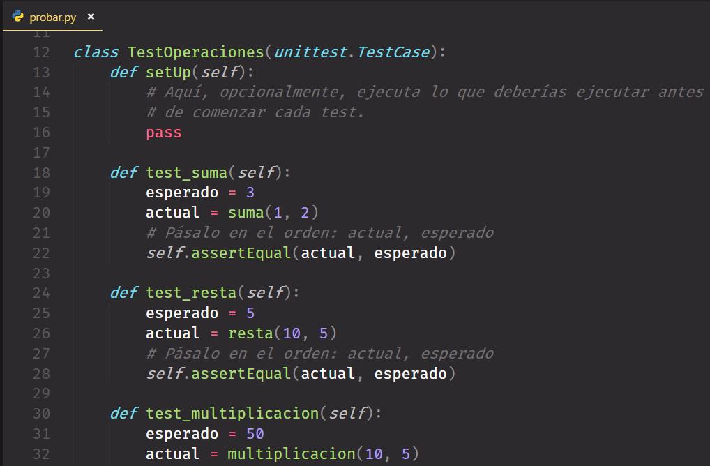 Pruebas unitarias con Python y el framework unittest