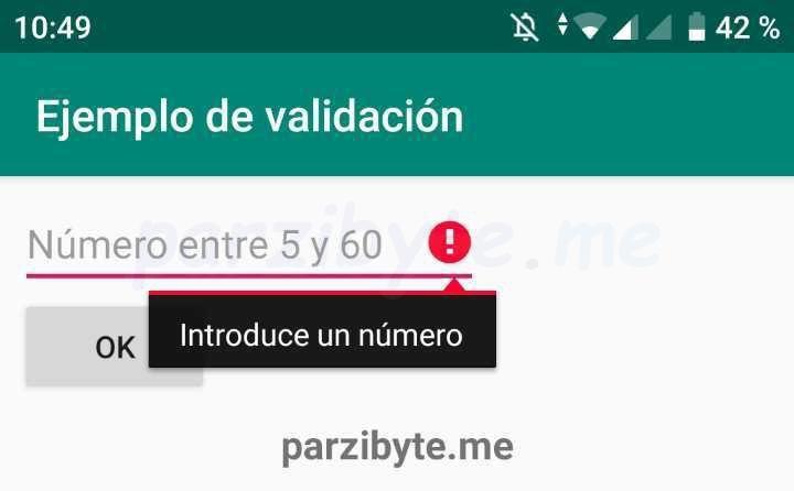 Validación de EditText en Android con setError