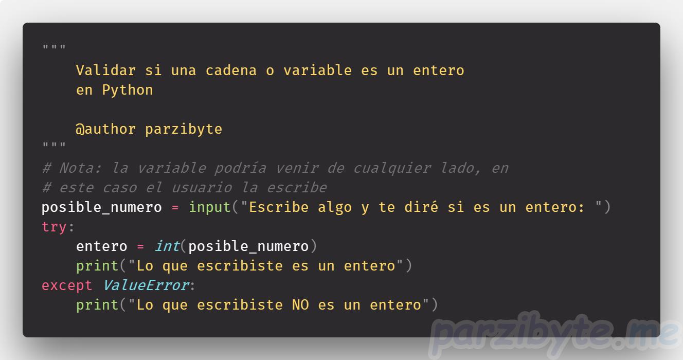 Validar int en Python
