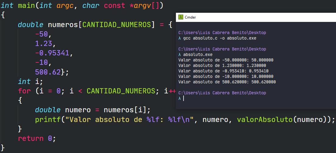Valor absoluto en C