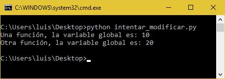 Intentar modificar variable global en Python