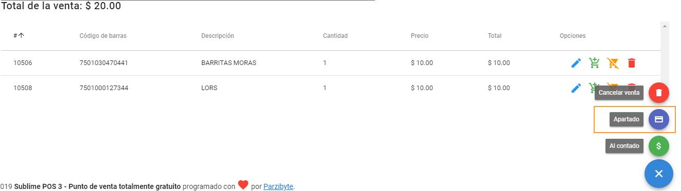 Realizar apartado con Sublime POS 3