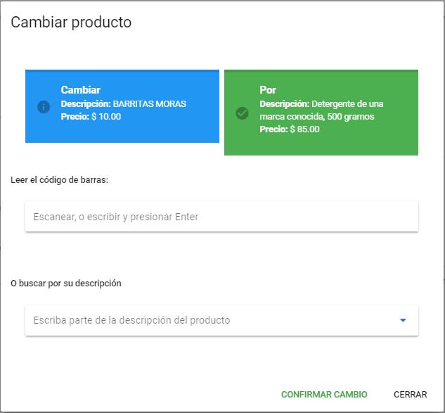 Seleccionar producto por el que se cambia