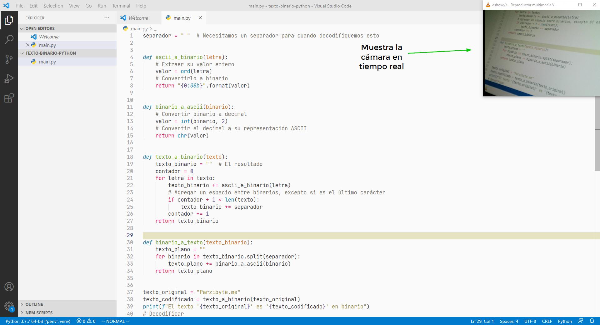 Mostrar cámara web en ventana flotante con VLC