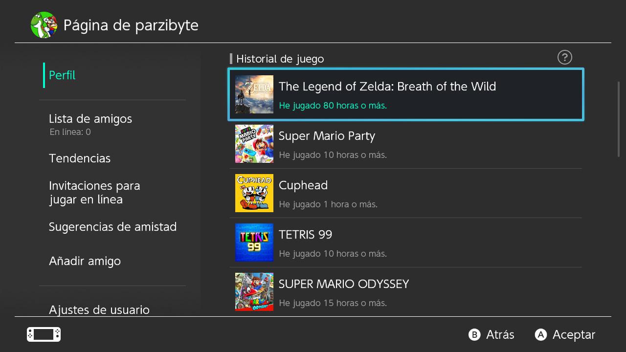 Horas de juego de Zelda BotW