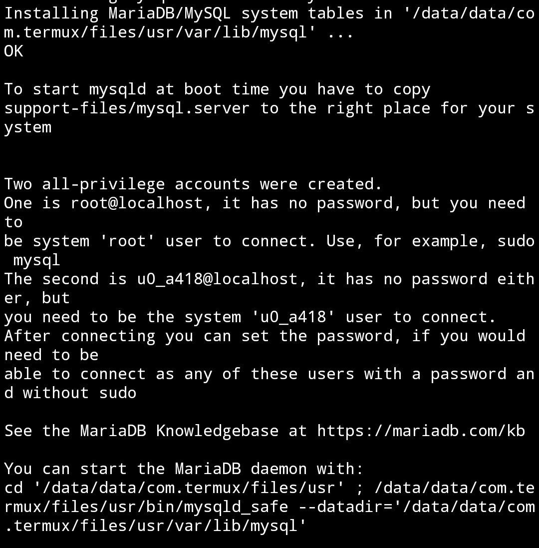 MariaDB instalado en Android - Instrucciones y usuarios