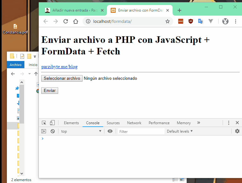 Subir archivos con JavaScript, fetch y FormData a PHP