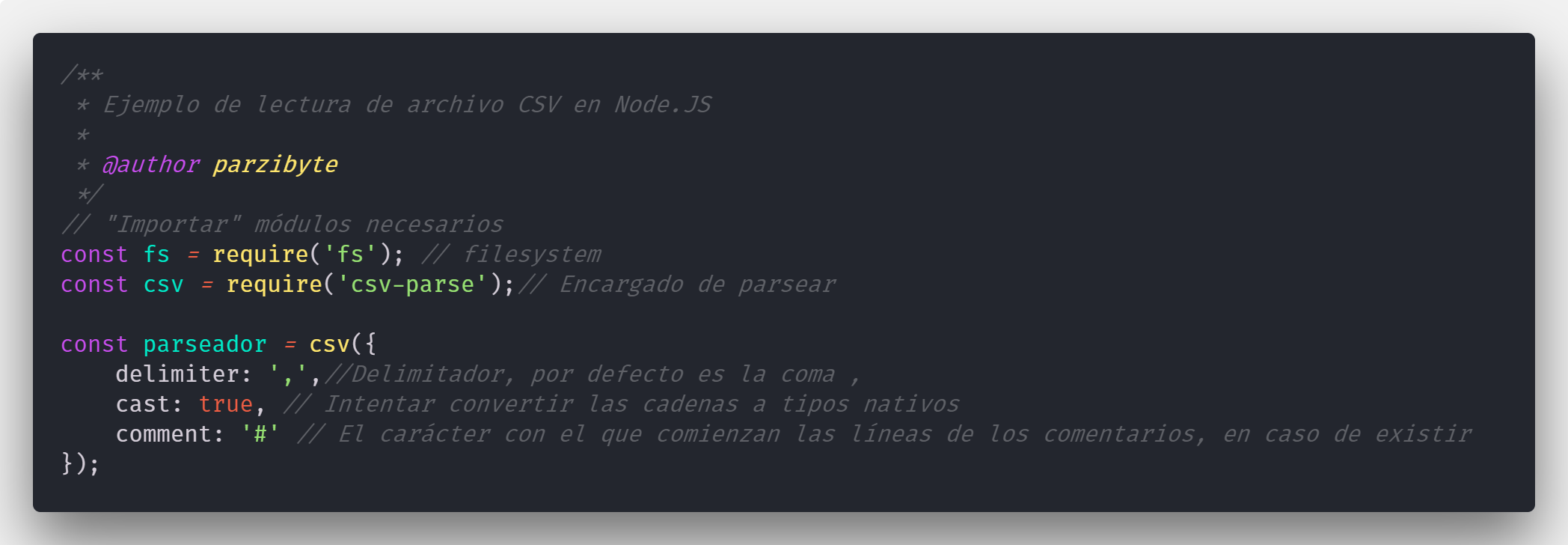 Parsear y leer CSV en Node.JS con csv-parse
