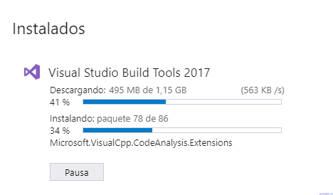 Rust instalación 8 - Instalar y descargar tools de Visual Studio