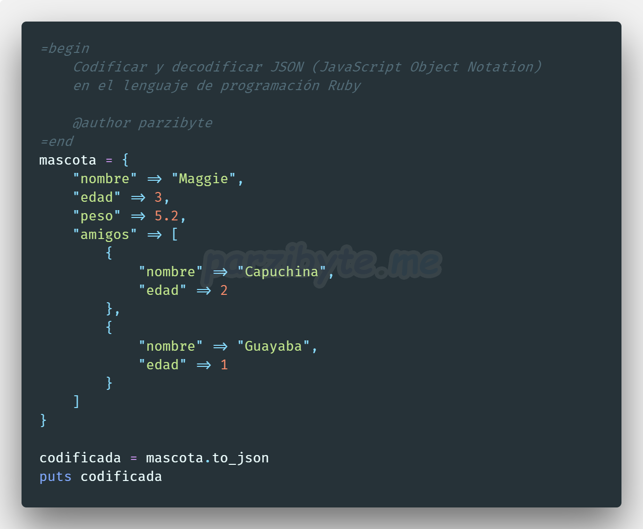 Codificar y decodificar JSON en Ruby usando to_json y JSON.parse