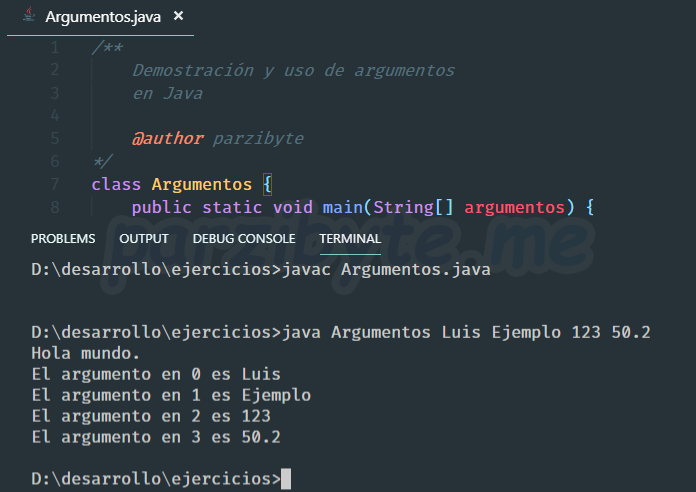 Demostración, explicación, ejemplos y usos de String args en Java