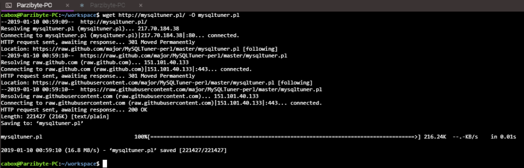Descargar MySQLTuner para comprobar instalación de MySQL en Linux