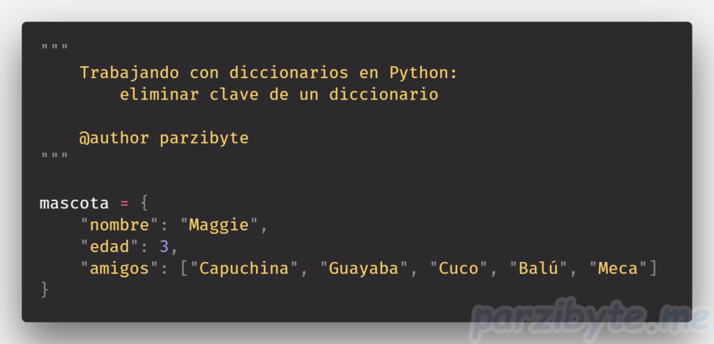 Eliminar clave de un diccionario con Python