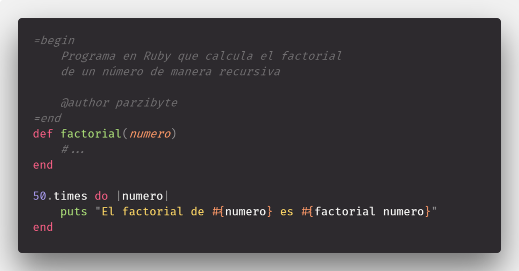 Factorial recursivo e iterativo en Ruby