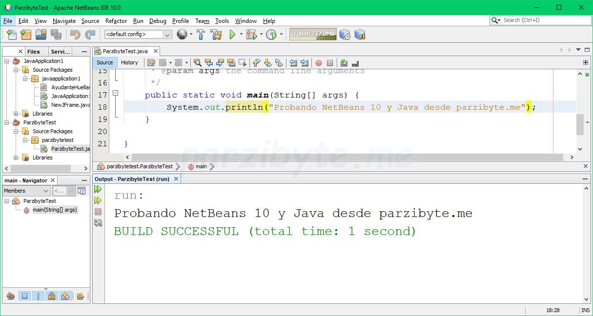 Hola mundo en NetBeans 10 con Java en Windows 10