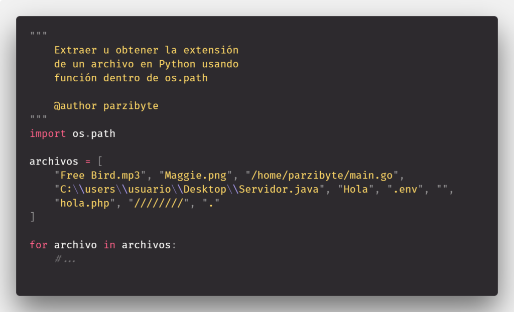 Obtener extensión de un archivo en Python 3